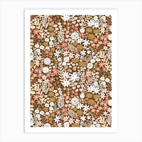 Dark Golden Autumn Floral Meadow Wildflower Garden Art Print