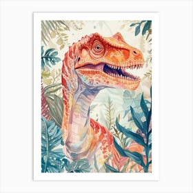 Pastel Rainbow Allosaurus Dinosaur 2 Art Print