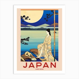 Lake Biwa, Visit Japan Vintage Travel Art 2 Poster Art Print