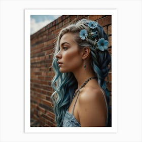 Blue Haired Girl 4 Art Print