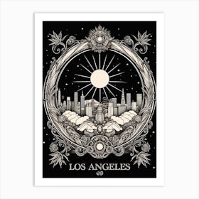 Los Angeles, United States,, Tarot Card Travel  Line Art 3 Art Print