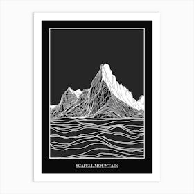 Scafell Mountain Line Drawing 1 Poster Art Print