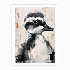 Brushstroke Portrait Of A Black & White Duckling Art Print