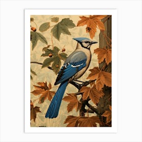 Dark And Moody Botanical Blue Jay 3 Art Print