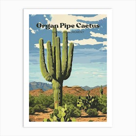 Organ Pipe Cactus National Monument Arizona Travel Illustration Art Print