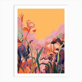 Boho Wildflower Painting Wild Iris 1 Art Print