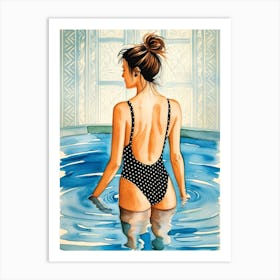 Woman In The Pool Art Print