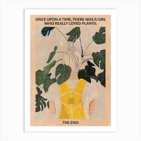 Plant Girl (Grey:Vintage) Art Print