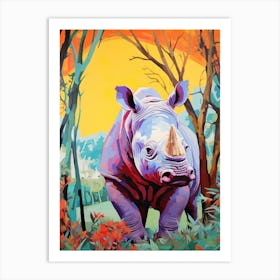 Rhino In The Wild Colour Burst 2 Art Print