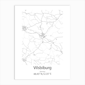 Vilsbiburg,Germany Minimalist Map Art Print