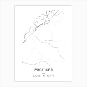 Minamata,Japan Minimalist Map Art Print