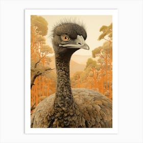 Dark And Moody Botanical Emu 1 Art Print