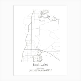 East Lake,United States Minimalist Map Art Print