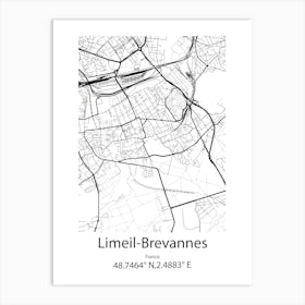 Limeil Brevannes,France Minimalist Map Art Print