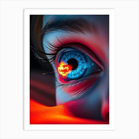 Eye Close-Up With Fire Art Print