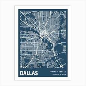 Dallas Blueprint City Map 1 Art Print