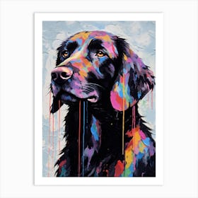 Flat-coated Retriever Watercolor Portrait Colorful 1 Art Print