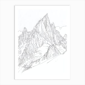 Mount Whitney Usa Line Drawing 6 Art Print