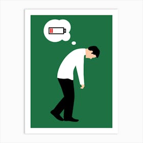 Man Thinking About A Battery Art Print