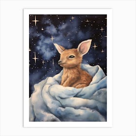 Baby Kangaroo Sleeping In The Clouds Art Print