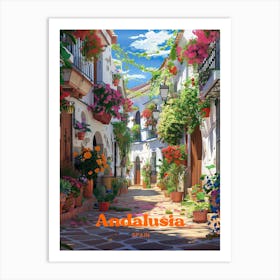 Andalusia Spain Wine Town Travel Art Illustration Art Print