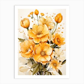 Whirlwind Of Petals Dynamic Floral Expression Art Print