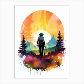 Watercolour Cowgirl 1 Art Print