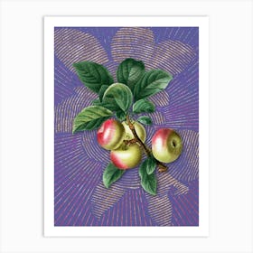 Vintage Apple Botanical Illustration on Veri Peri n.0108 Art Print