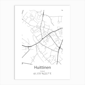 Huittinen,Finland Minimalist Map Art Print