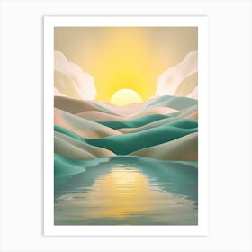 Landscape With Mountains And Water Art Print