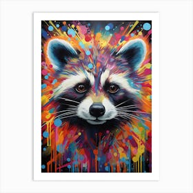 A Tanezumi Raccoon Vibrant Paint Splash 1 Art Print