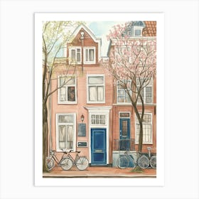 Watercolor Soft Pastel Painting Of De Pijp Amsterdam Art Print