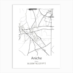 Aniche,France Minimalist Map Art Print