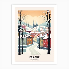 Vintage Winter Travel Poster Prague Czech Republic 2 Art Print