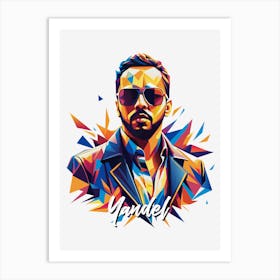 Yandel 01 Portrait Music Icon WPAP Pop Art Art Print