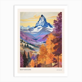 Matterhorn Italy And Switzerland 1 Colourful Mountain Illustration Poster Art Print