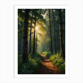 Forest Path With Sunlight Art Print