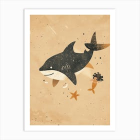 Shark & Mermaid Muted Minimal Pastels Art Print