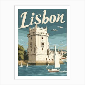 Aihrgdesign A Classic 1960s Travel Poster For Lisbon 1 Art Print