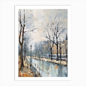 Winter City Park Painting Parc De La Vilette Paris 3 Art Print