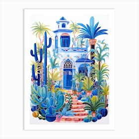 Jardin Majorelle Morocco Modern Blue Illustration 7 Art Print