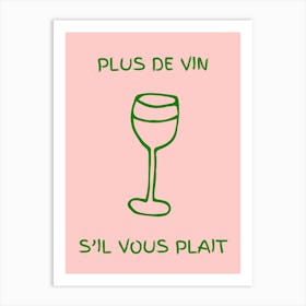 Wine Glass Kitchen Poster Pink & Green Art Print