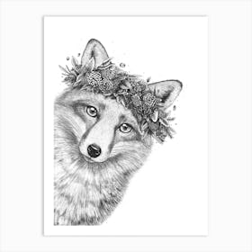Fox With Wreath Art Print