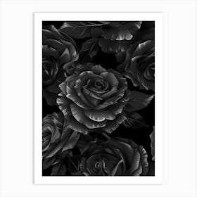 Black Roses Seamless Pattern Art Print