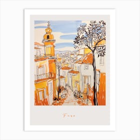 Faro Portugal 2 Orange Drawing Poster Art Print