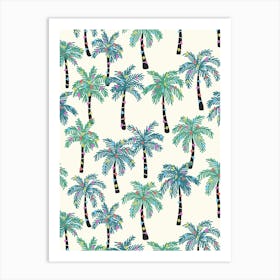 Hawaiian Christmas Tropical Palm Trees with Multicolor Christmas Lights Art Print