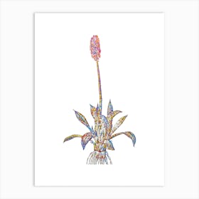 Stained Glass Swamp Pink Mosaic Botanical Illustration on White Art Print