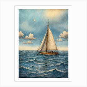 Sailboat On The Ocean Art Print