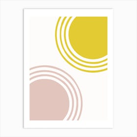 Two Suns Pink And Yellow Art Print