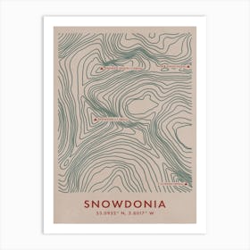 Snowdonia Topo Map Art Print